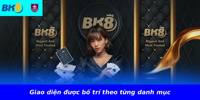 Giao diện được bố trí theo từng danh mục