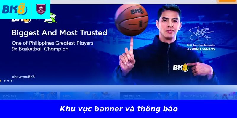 Khu vực banner và thông báo