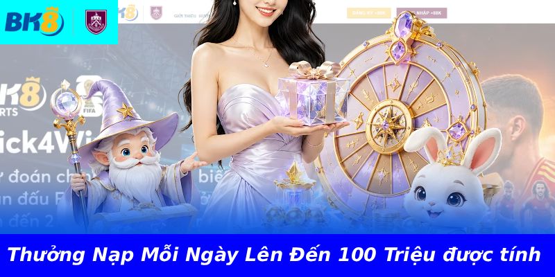 Thưởng Nạp Mỗi Ngày Lên Đến 100 Triệu được tính 